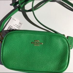 Coach Crossbody Pouch Green Leather